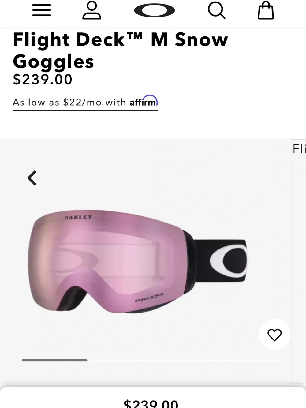 Oakley Flight Deck M Snow Goggles — Pink Lens with Black Strap